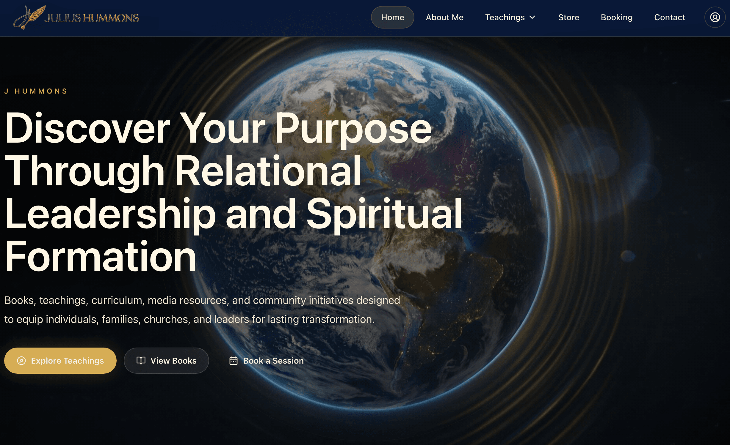 J Hummons website homepage presenting relational leadership and spiritual formation